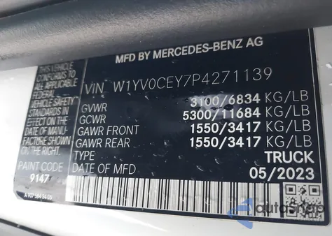 2023 Mercedes-Benz Metris z USA, uszkodzony, nr VIN W1YV0CEY7P4271139